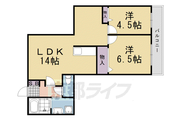 緑樹II(2LDK/1階)の間取り写真