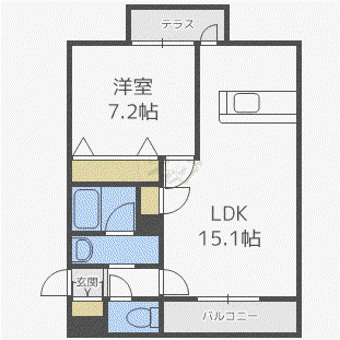 プロムナードD(1LDK/1階)の間取り写真