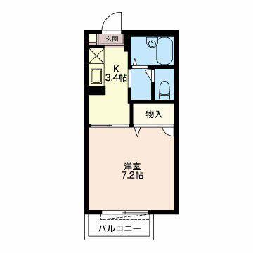 ベルジュ(1K/2階)の間取り写真