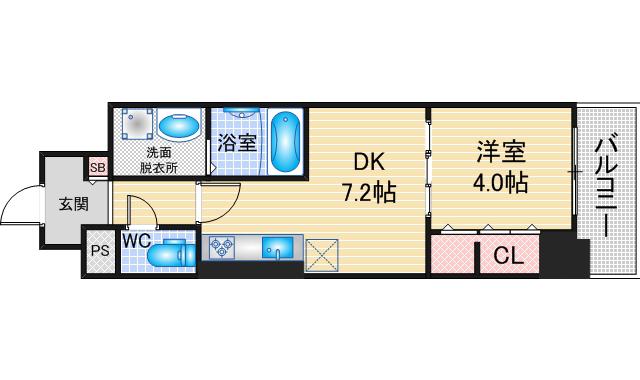 フォレスト コナメイエキ(1DK/4階)の間取り写真