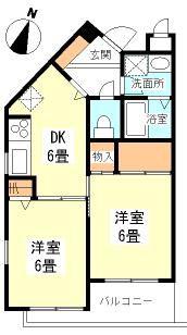 グローリアス(2DK/4階)の間取り写真