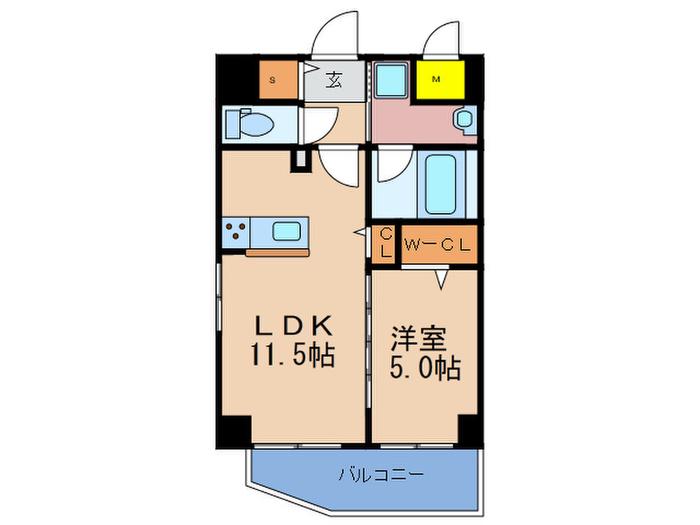 ルアナ北梅田(1LDK/5階)の間取り写真