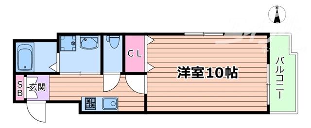 GM茨木II(1K/1階)の間取り写真