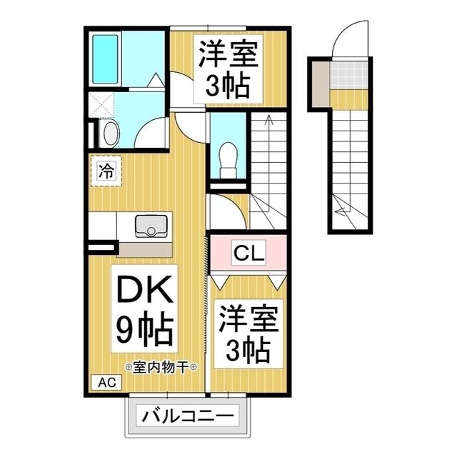 ラシーヌT(2DK/2階)の間取り写真