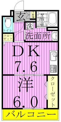 GIVERNYジヴェルニー(1DK/1階)の間取り写真