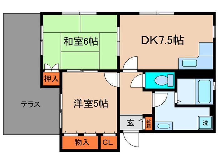 グローバルライフ(2DK/1階)の間取り写真