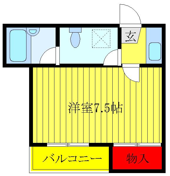 プレイス中村(1K/1階)の間取り写真