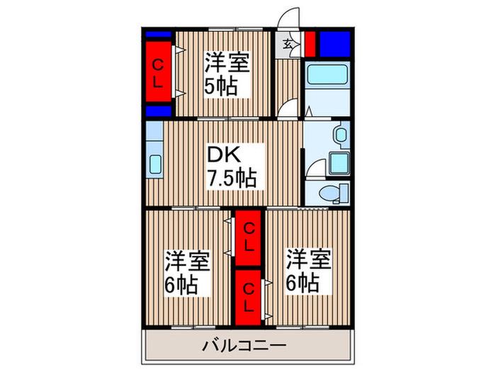 キャピタルプラス(3DK/5階)の間取り写真