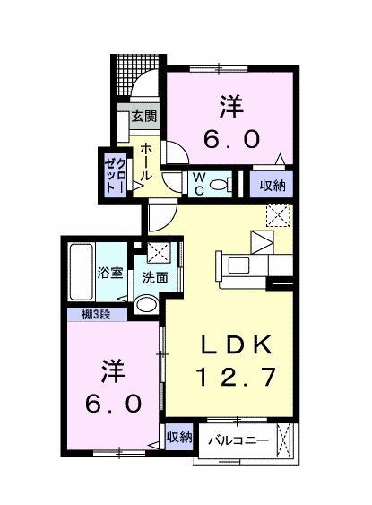 サンキャッスルS・VI(2LDK/1階)の間取り写真