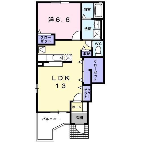 カーサフェリーチェM(1LDK/1階)の間取り写真
