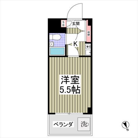グレイス上大岡(1K/2階)の間取り写真