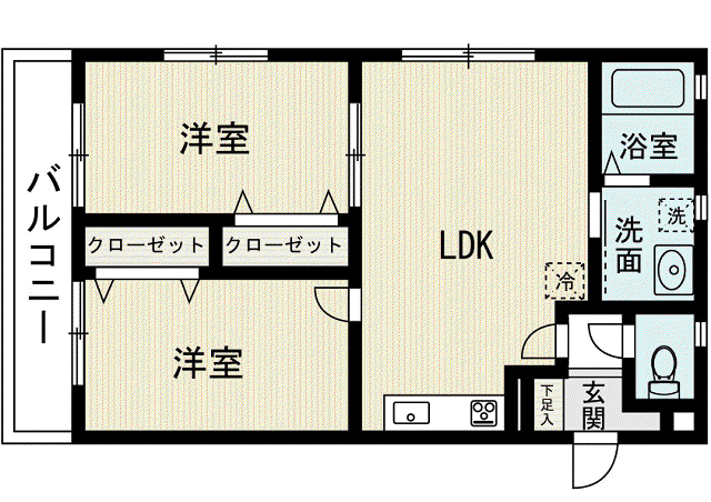 南片江TRUST(2LDK/1階)の間取り写真