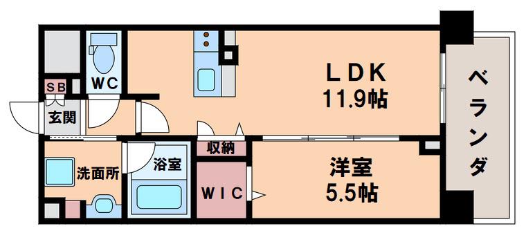 SUNNY PLACE(1LDK/5階)の間取り写真