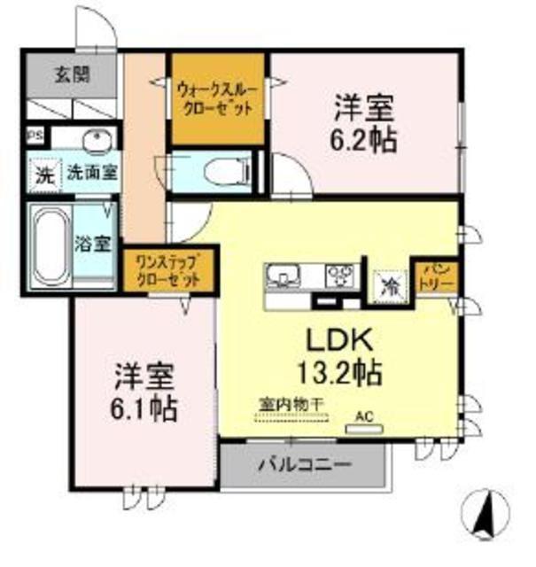 ブラン ノワール多摩(2LDK/3階)の間取り写真