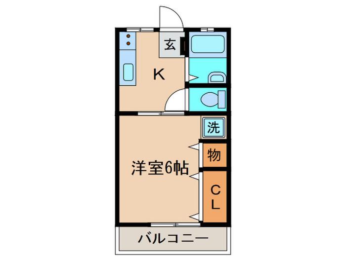 リバーサイドハイツ西村B棟(1K/2階)の間取り写真
