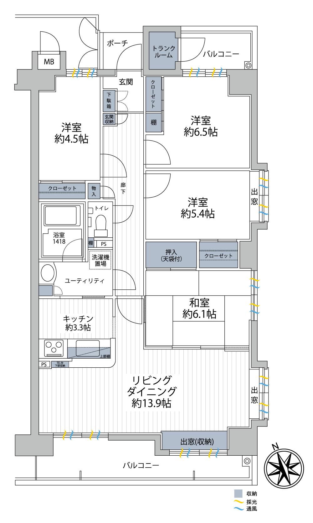 トーカンマンション大町弐番館(4LDK/12階)の間取り写真