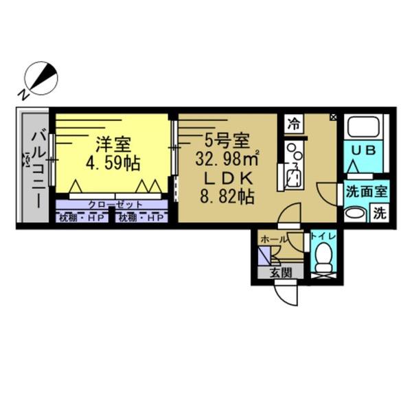 エージェイ北小金(1LDK/1階)の間取り写真