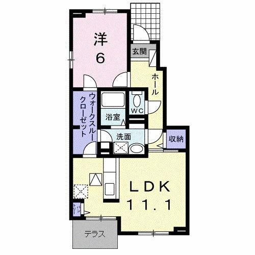 アンジュ メゾンA(1LDK/1階)の間取り写真