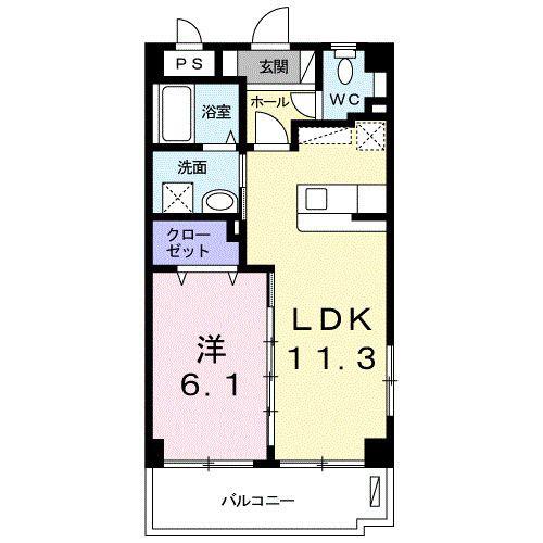 フルール・シャトー(1LDK/2階)の間取り写真