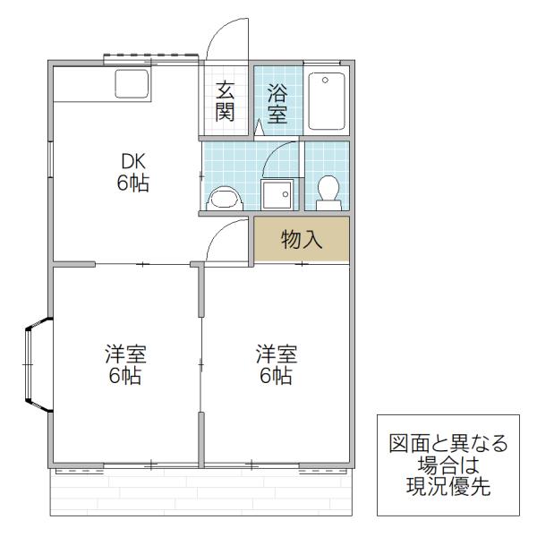 大東ハイツ12号棟(2DK/1階)の間取り写真