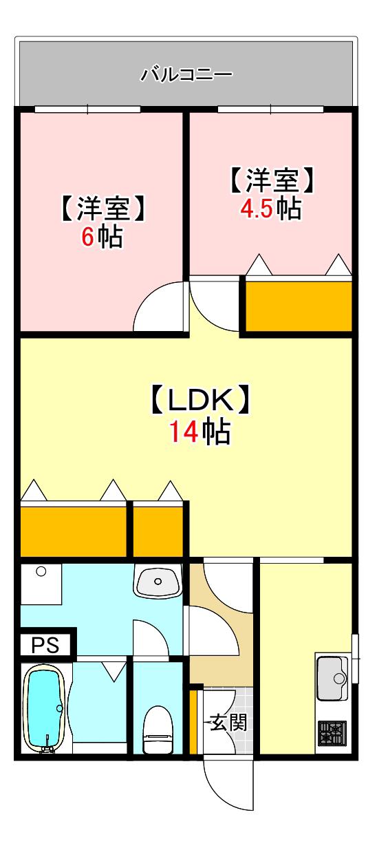 B-RESIDENCE 温品(2LDK/3階)の間取り写真
