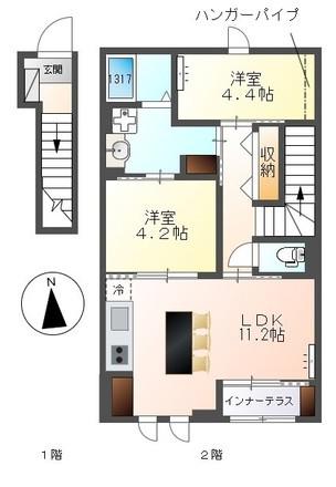 港区秋葉アパート(2LDK/2階)の間取り写真