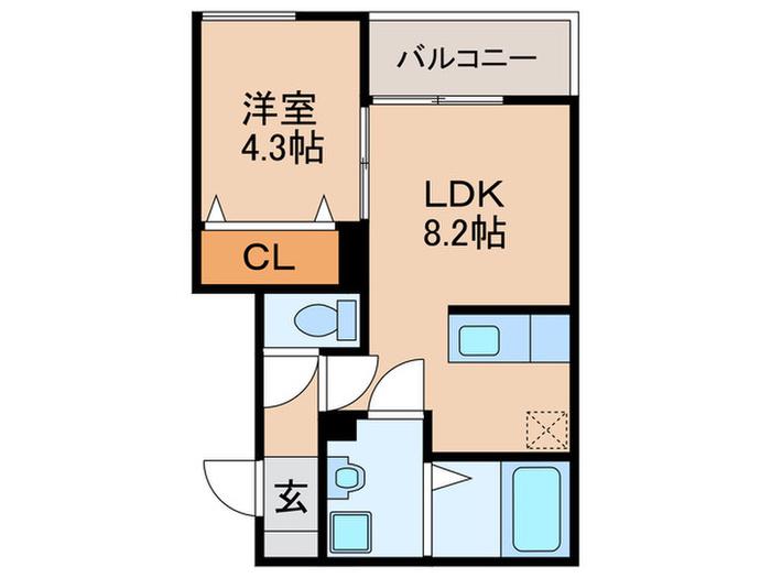 CRECIA中原東(1LDK/1階)の間取り写真