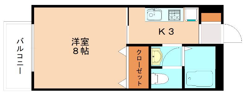 ビーライン中井(1K/1階)の間取り写真