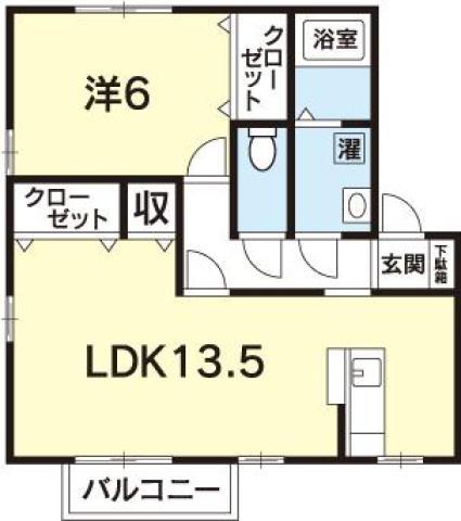 ヴェルドミールB(1LDK/2階)の間取り写真
