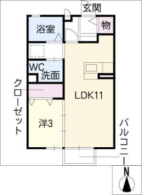 FITII(1LDK/2階)の間取り写真