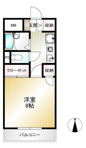 ハイシティー堀南(1K/2階)の間取り写真