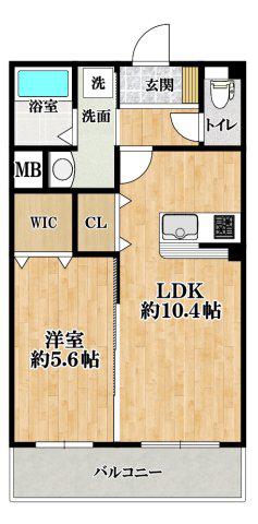 EXハイツ東新町VI(1LDK/3階)の間取り写真