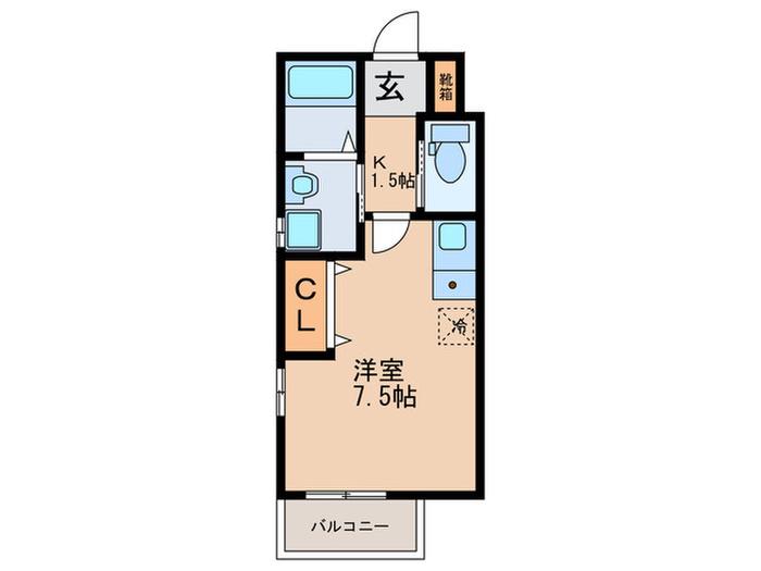 LAPE・天美(ワンルーム/2階)の間取り写真