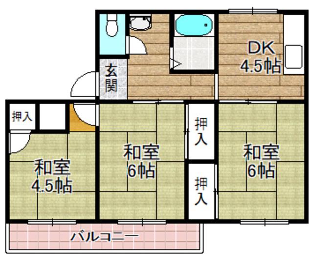 寿マンション(3DK/2階)の間取り写真