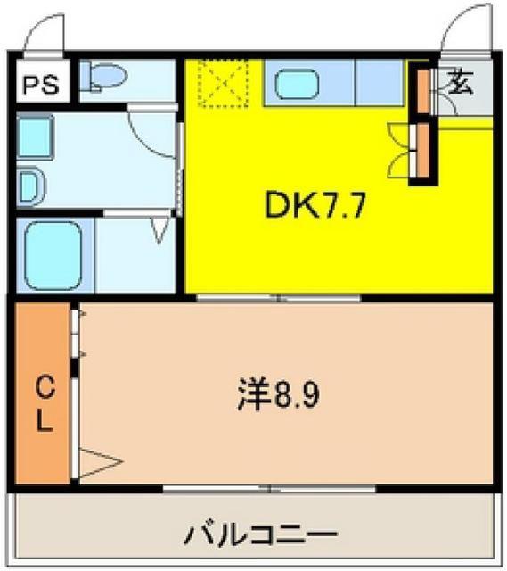 マンションスメール(1DK/1階)の間取り写真