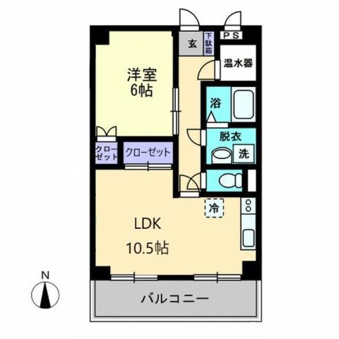 津山マンション(1LDK/4階)の間取り写真