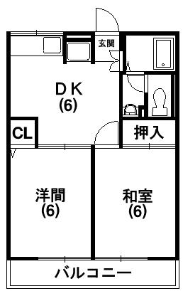 リヒターグランツ(2DK/1階)の間取り写真