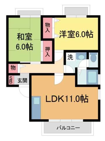 VINGTAINE津門II(2LDK/2階)の間取り写真