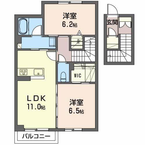 ディアベルジュ(2LDK/2階)の間取り写真
