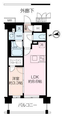 クレアホームズフラン横浜戸塚(1LDK/4階)の間取り写真
