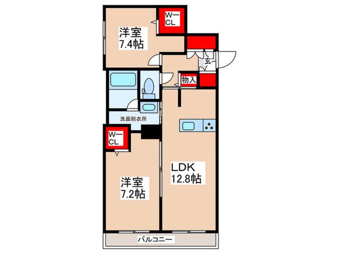 セントリビエ(2LDK/2階)の間取り写真