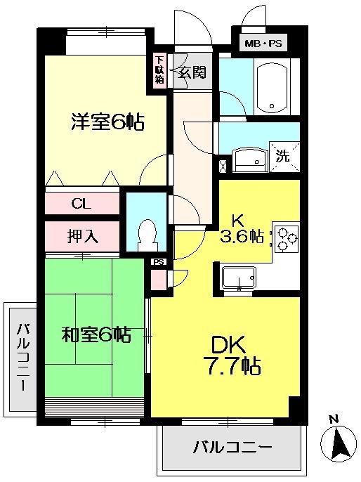 プレミール赤塚II(2LDK/3階)の間取り写真