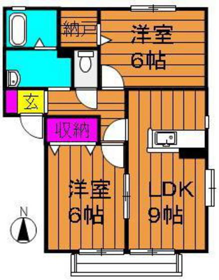 クスの木B(2LDK/1階)の間取り写真