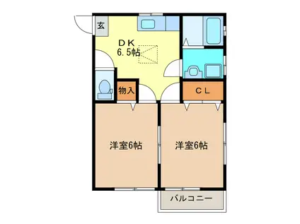 アレスト・HKI(2DK/1階)の間取り写真