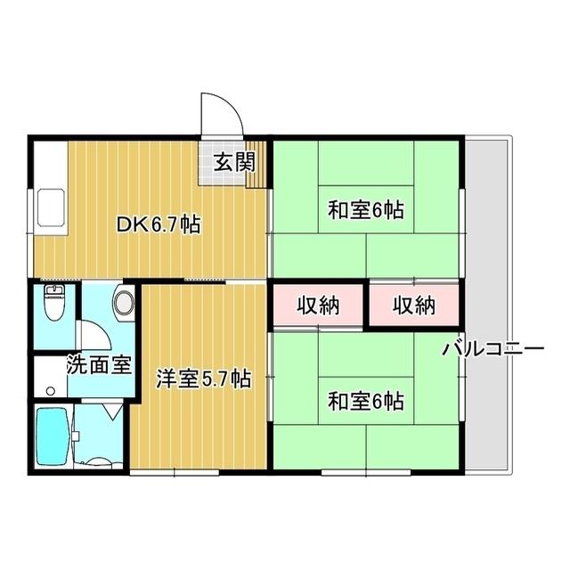 TWINS T&N(3DK/2階)の間取り写真