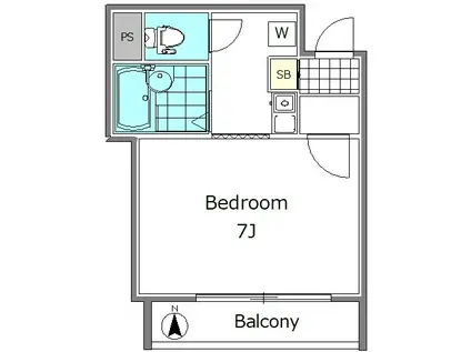 カーサ両国(1K/2階)の間取り写真