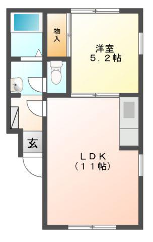 イーグルハイツP無し(1LDK/2階)の間取り写真