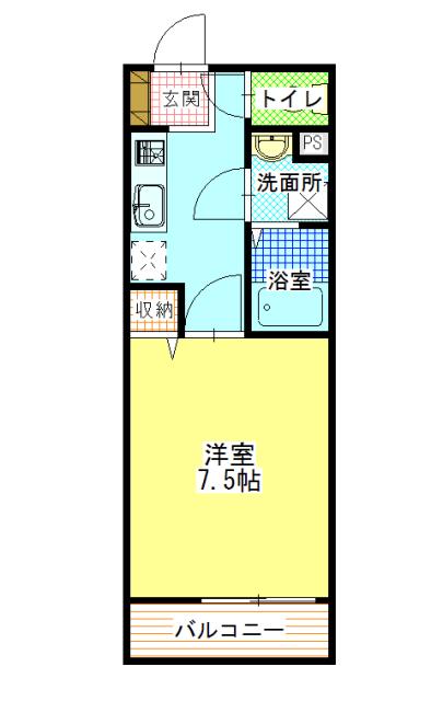 CRESTIV(1K/1階)の間取り写真