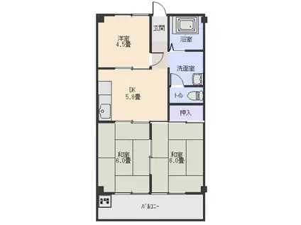 ラフォーレアイカワ(3DK/1階)の間取り写真