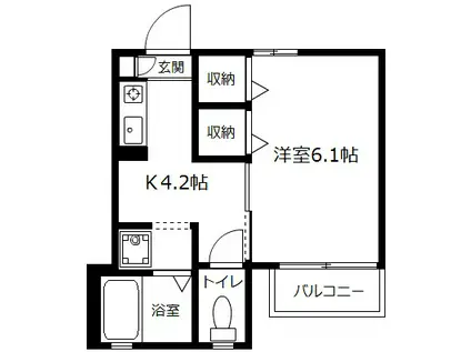 イル・クオーレ森(1K/1階)の間取り写真